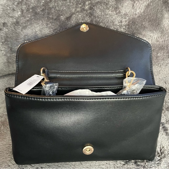 Express Gold Fringe Faux Leather Clutch Bag - Picture 7 of 12